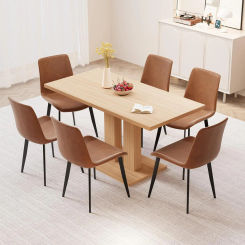 58'' Kitchen Dining Table and Chairs, 7 Piece Rectangular Dining Table Set for Home, Kitchen, Living Room, Dining Room