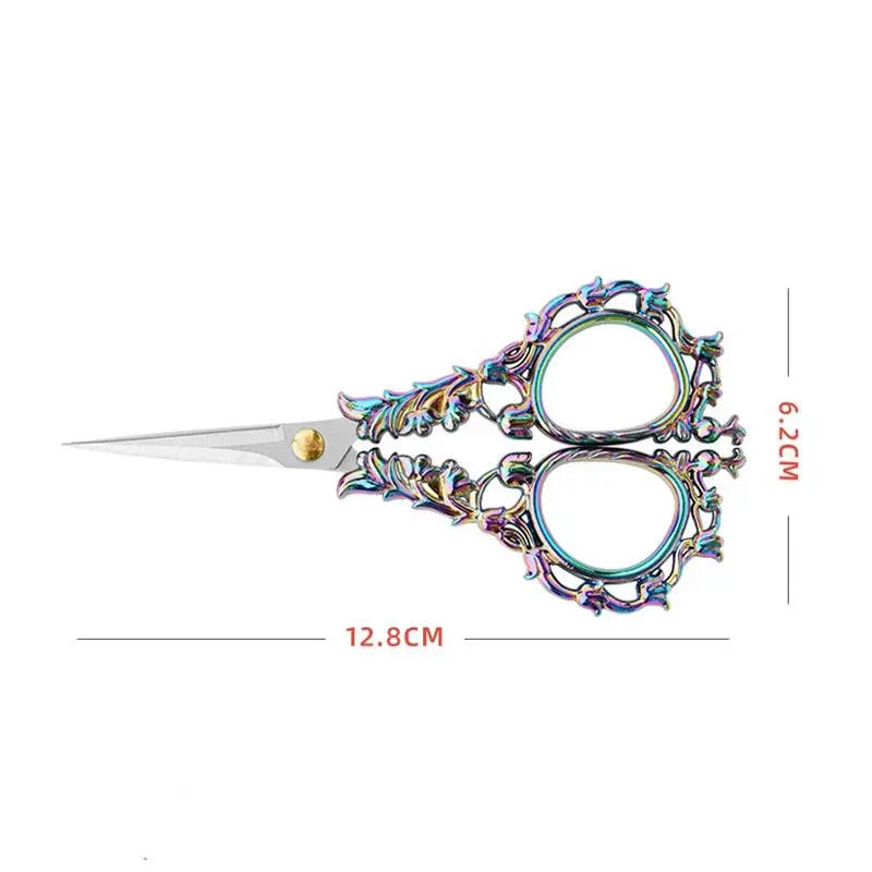 Description Picture 5 of itemRetro Scissors Cross Stitch Zinc Alloy Vintage Small Scissor Flower Pattern For DIY Sewing Thread Cutting Needlework Tools