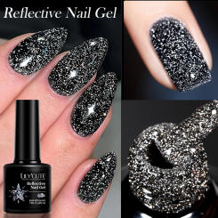 LILYCUTE 7ML Black Silver Red Reflective Glitter Gel Nail Polish Sparkling French Soak Off Long Lasting Manicure Nails Art Gel