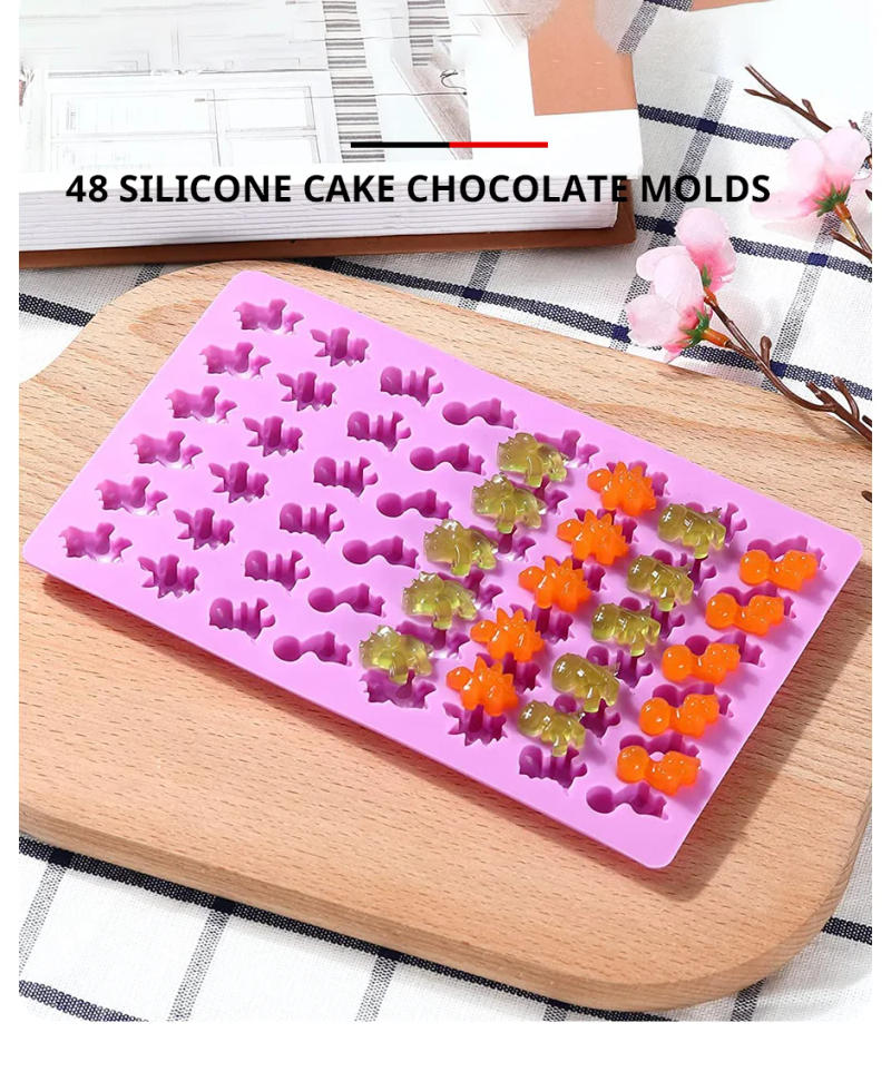 Description Picture 2 of item48 Little Dinosaur Silicone Cake Mold Chocolate Mold Insert Candle Flip Sugar Drip Biscuit Mold Kitchen Baking Tool
