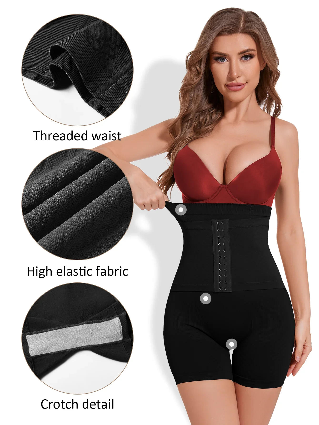 Description Picture 5 of itemWomen Tummy Control Slimming Panty with Girdle High Waist Trainer Body Shaper Shorts Plus Size Hooks Butt Lifter Shapewear
