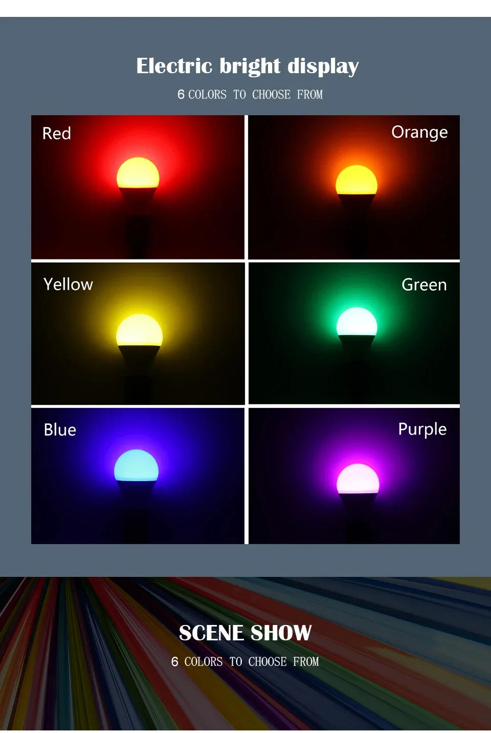 Description Picture 4 of item2PCS Colorful Lighting E27 E14 GU10 Led Spotlight Yellow Atmosphere blue light AC100-240V for festival celebration Bar Showcase