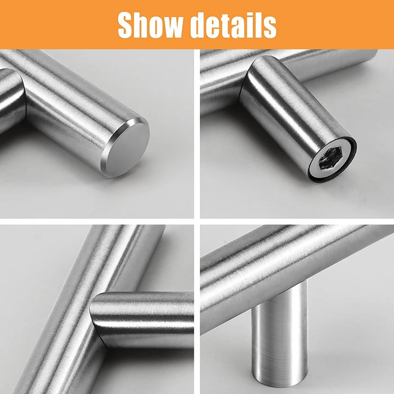 Description Picture 4 of item1/10ps Stainless Steel T Bar Round Cabinet Knobs Single Hole Cabinet Pull Handles For Kitchen Closet Bathroom Dresser Drawer