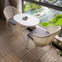Modern Outdoor Balcony Table and Chair Set Simple Garden Furniture Sets Terrace Leisure Tea Table Rattan Chair Three-piece Set Y