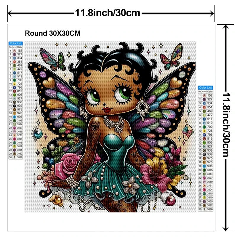 Description Picture 4 of itemZipper bag 5D DIY Disney princess diamond painting Betty princess colorful butterfly cross stitch flower art children's gift