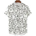 2023 Anime Cartoon Men's Shirt 3D Printed Animal Cat Oversized Men's Shirt Casual Short Sleeve Daily Hawaiian Shirt Tops Summer