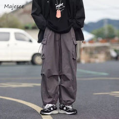 Pants Men Casual Retro Loose Japanese Style Chic Design Personalized Fashion Novel Pockets Generous Soft All-match Cool Youthful