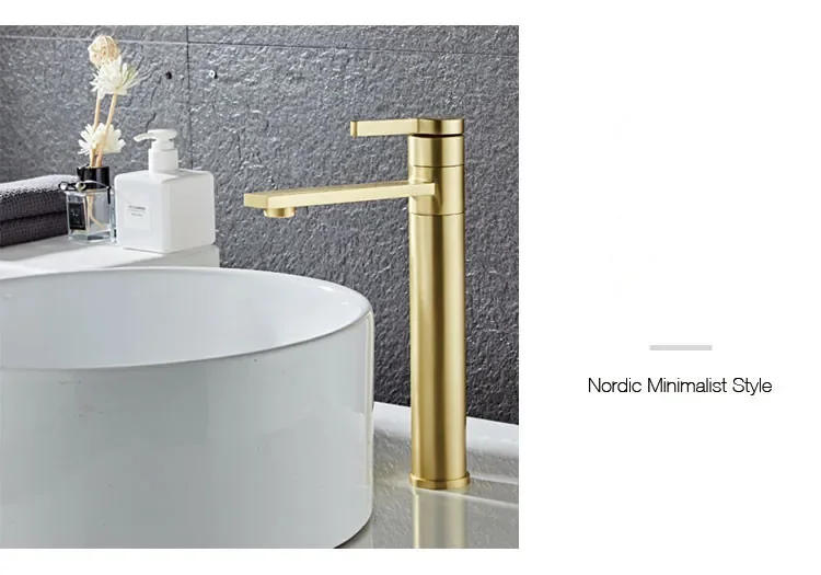 Description Picture 4 of itemBathroom Faucet Solid Brass Basin Cold And Hot Water Mixer Sink Single Handle Deck Mounted Brushed Gold Tap