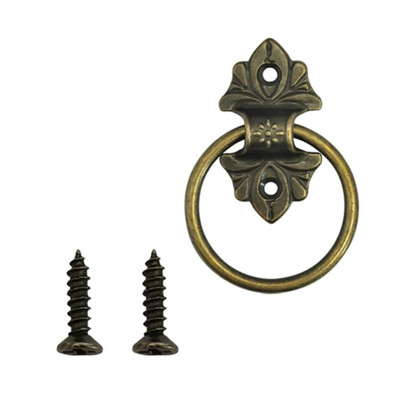 Description Picture 4 of item2024 New Vintage Cabinet Knob Decorative Rings Pulls Antique Bronzes for Furniture Door