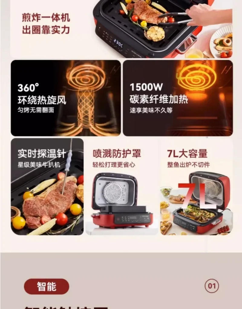 Description Picture 5 of itemAir Fried Oven Visual Large Capacity Steak Machine Multifunctional Automatic Air Fryer Smart
