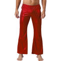 Men Metallic Disco Pants 70s 80s Shiny Sequined Flared Pants Elastic Waist Party Club Pants Rave Dancing Performance Costume