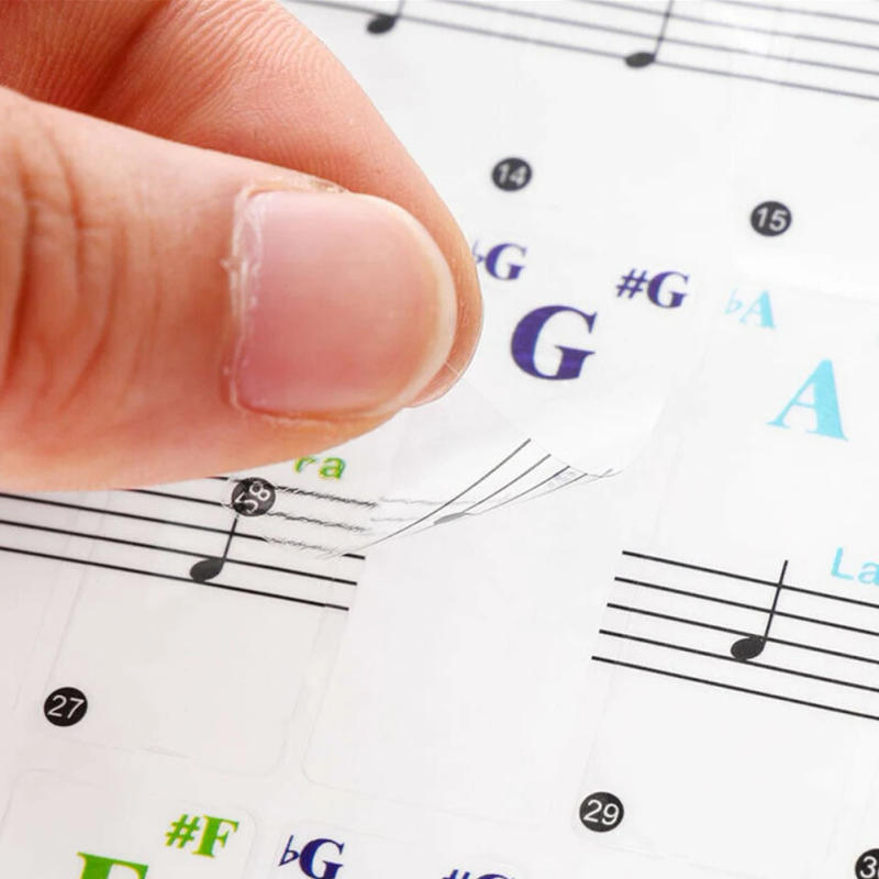 Description Picture 3 of itemTransparent Colorful Pianos Keyboards Stickers Notes 15.5x40mm For 88/61/49/37 Keys Beginners Musical Instrument DIY Decoraction