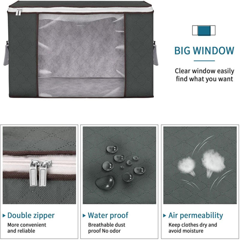 Description Picture 5 of itemLarge Storage Bags, 2 Pack Clothes Storage Bins Foldable Closet Organizers Storage Containers with Durable Handles Thick Fabric