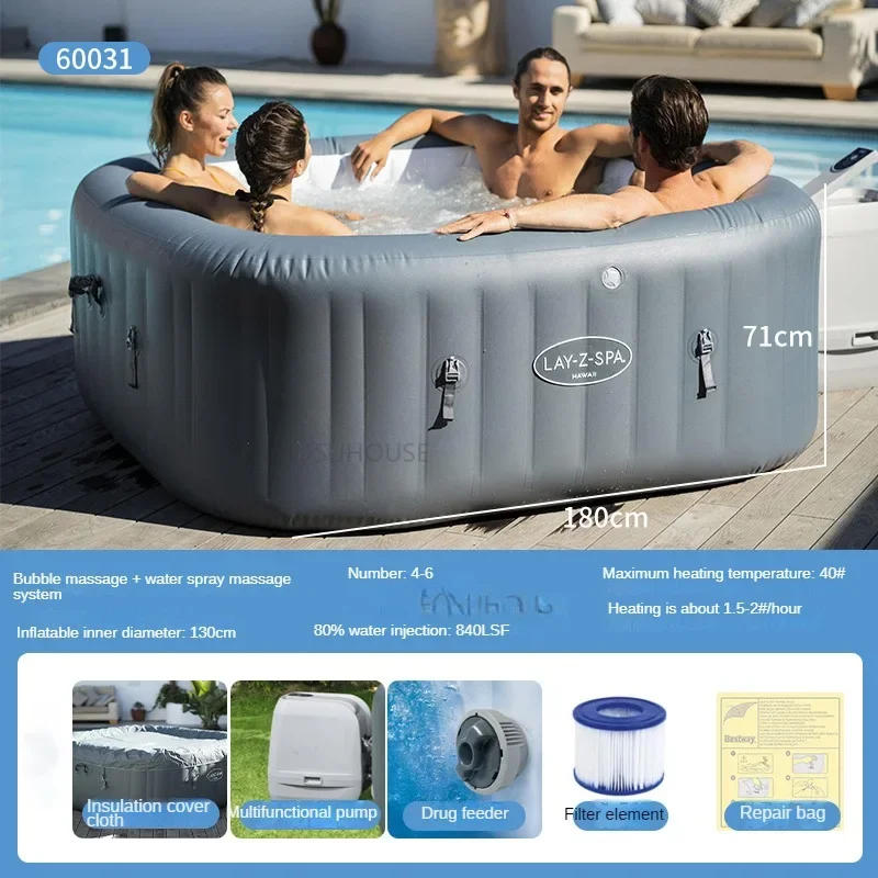 Description Picture 2 of itemHousehold Outdoor Massage Bubble Whirlpool Constant Temperature Heating Bathtub Athroom Fixture Whirlpool Inflatable Bathtubs