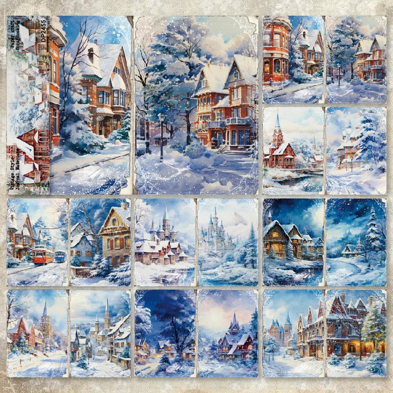 Description Picture 5 of itemKLJUYP 8sheets A5 Size Winter House Scrapbooking patterned paper Fancy Card Pack Light weight Craft Paper Card