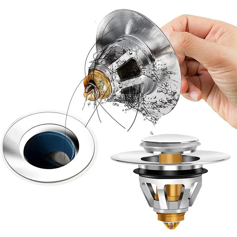 Description Picture 2 of itemCopper Bouncing Core Filter Cover with Basket Shower Floor Drain Bathroom Plug Trap Hair Catcher Basin Faucet Accessories