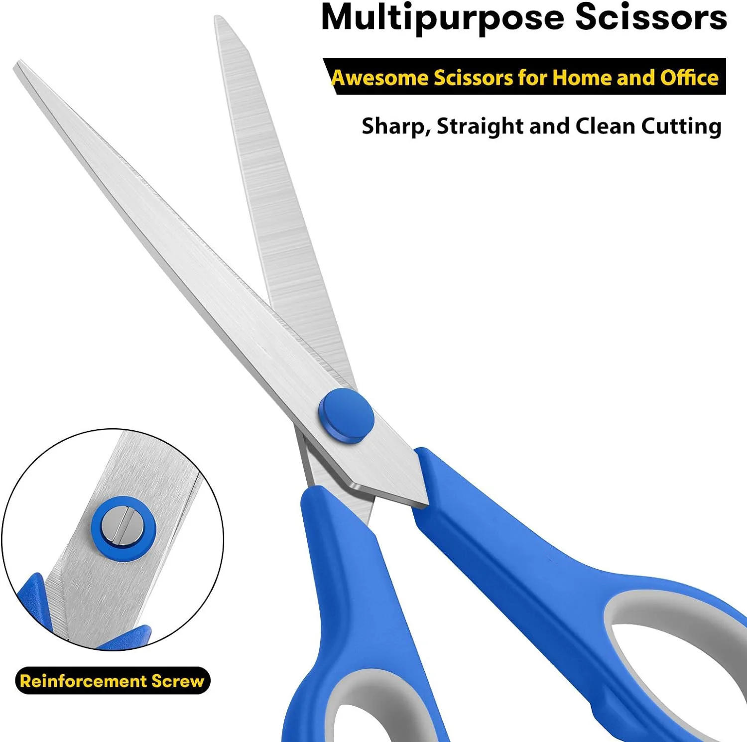 Description Picture 5 of itemMulti-Purpose Scissors 3 Pieces Set Ultra Sharp 2.5mm Thick Blade Comfort-Grip for Office Home Craft Sewing Fabric Supplies