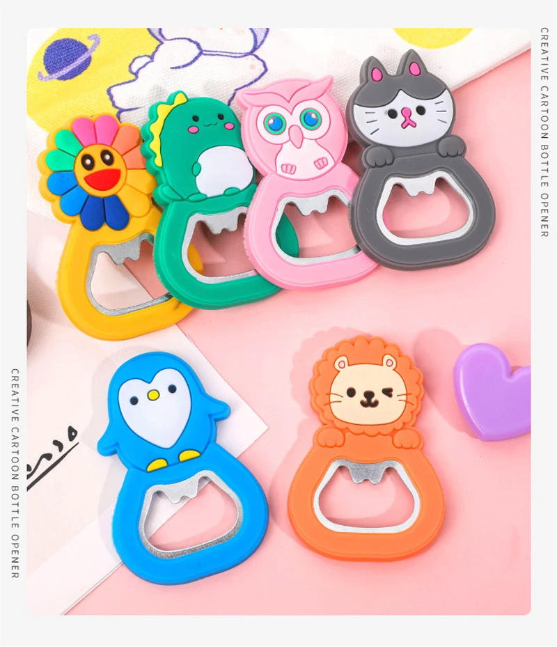 Description Picture 2 of itemCreative Cartoon Multifunction Silicone Stainless Steel Bottle Opener Beer Fridge Openers Kitchen Tools An Be Fridge Magnet