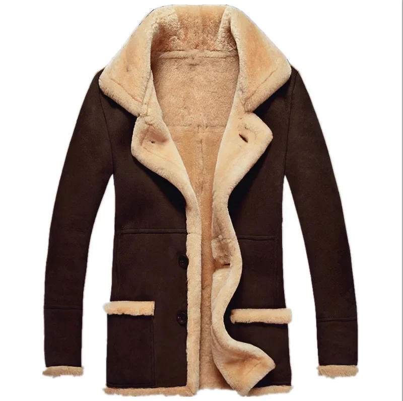 Description Picture 5 of item2023 Leather and Fur Integrated Men's Jacket, Autumn and Winter Thickened Jacket, Suede Warm Coat, Cotton Jacket