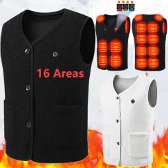 16 Areas Heated Vest Rechargable Electric Heating Thermal Vest 16 Heating Areas 3 Heating Levels for Sports Hunting Hiking