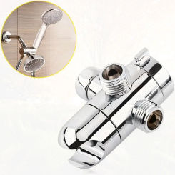 Tee Connector Shower Adapter Adjustable Shower Head Diverter Valve Arm Mounted Shower Head Holder Bathroom Shower Valve 3 Way