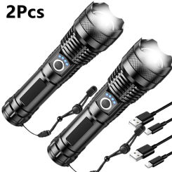 Portable LED Flashlight Rechargeable 5 Modes IPX4 Waterproof Handheld Torches Tactical Lantern With USB Charging for Hiking