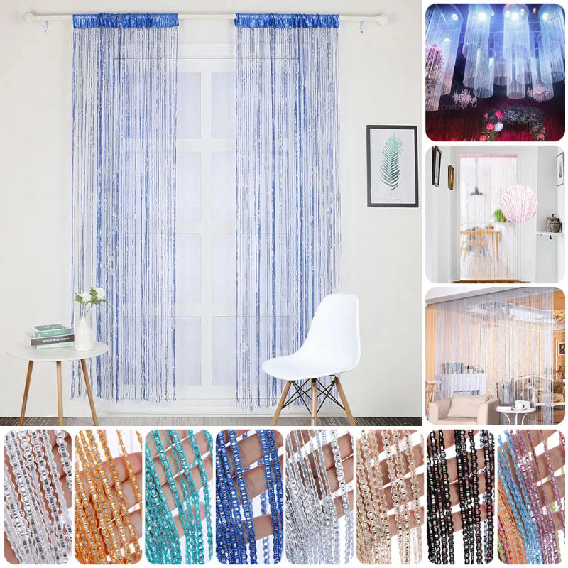 Description Picture 4 of itemLiving Room Door String Curtain Shiny Tassel Flash Line Curtain Home Door Window Valance Divider Curtains Decorative For Party