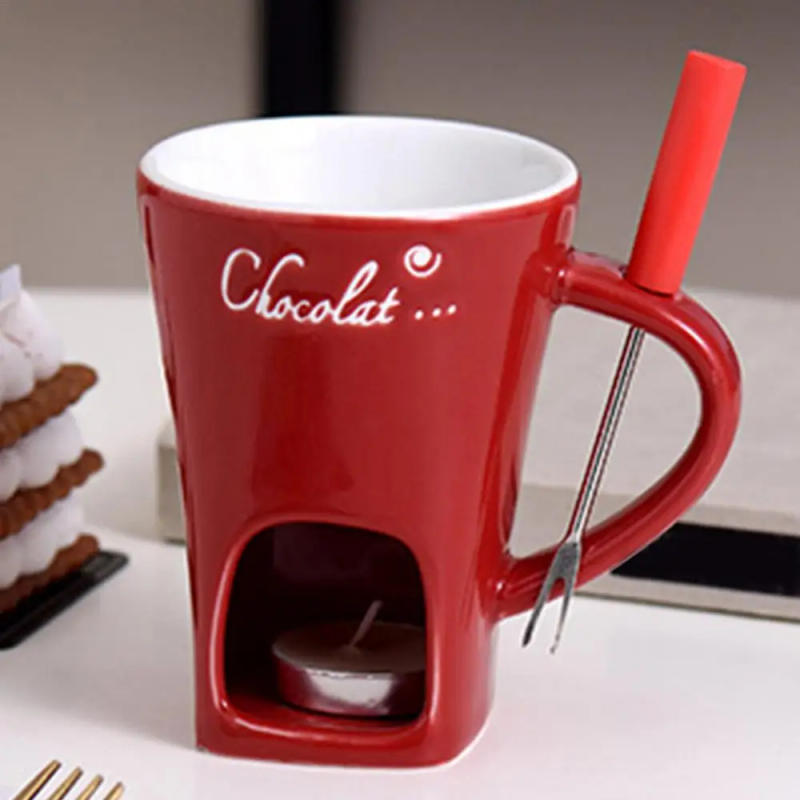 Description Picture 3 of itemFondue Mug Set Personal Mini Fondue Pots Chocolate Cheese Ice Cream Fondue Maker Kit Individual Butter Melter Cup