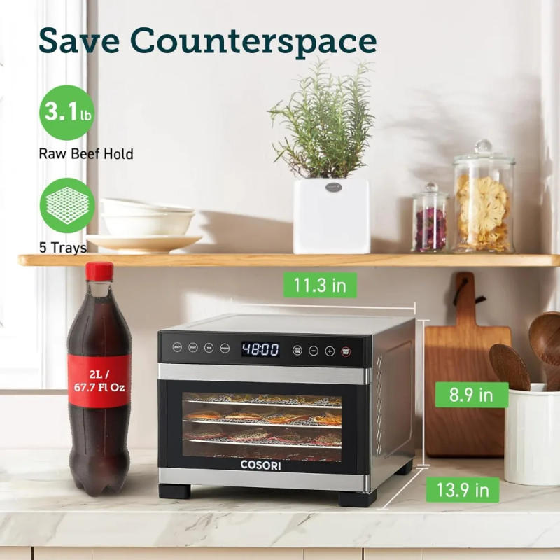 Description Picture 6 of itemFood Dehydrator for Jerky, 176°F Temperature Control, 5 Stainless Steel Trays Dryer Machine, 4 Presets, 48H Timer