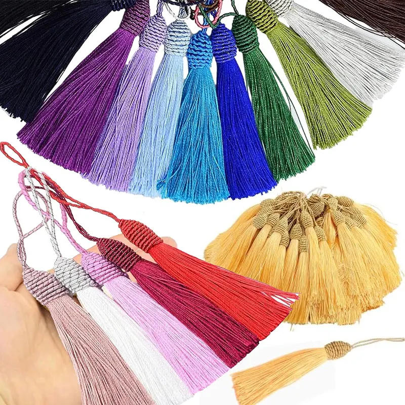 Description Picture 2 of item2/5/10/20Pcs 15cm Silky Floss Bookmark Tassels with Cord Loop Soft Chinese Knot Tassel for Jewelry Making DIY Craft Accessory