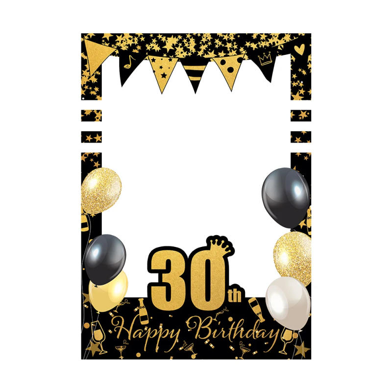 Description Picture 6 of itemBlack Gold Glitter Adult Birthday Photo Booth Frame 18th 21th 30th 40th 50th 60th Birthday Party anniversary Photobooth Props