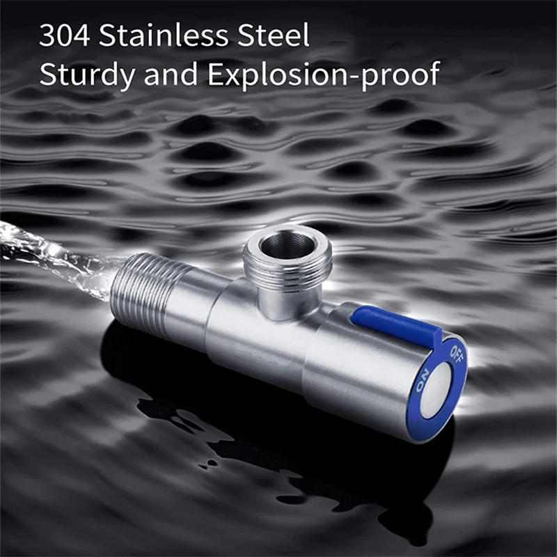 Description Picture 6 of itemStainless Steel Hot ＆ Cold Inlet Valve Bathroom Faucet Stop Valve Kitchen Sink Basin Triangle Valve Water Pressure Regulator