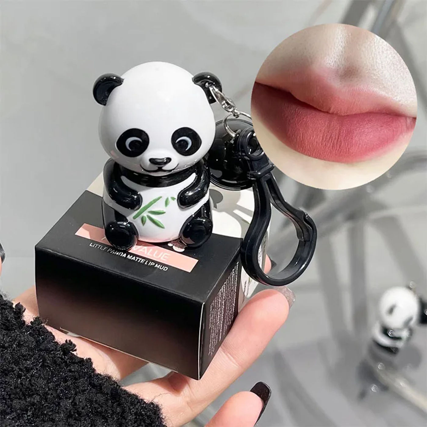 Description Picture 2 of itemVelvet Matte Red Lip Gloss Lipstick Moisturizing Long Lasting Makeup Panda Keychain Lip Glaze Mud Sexy Lip Tint Korean Cosmetics