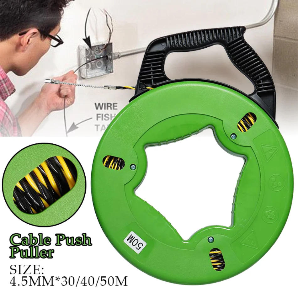 Description Picture 4 of item4.5mm 30/40/50M Cable Puller Fiberglass Fish Tape Reel Puller Conduit Ducting Rodder Green Electrical Wall Wire Fast Wire Puller