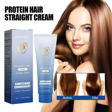 Protein Corrective Straightening Cream Professional Correction Smoothing Protein Faster Damaged Hair Cream Treatment Curly V3Q6