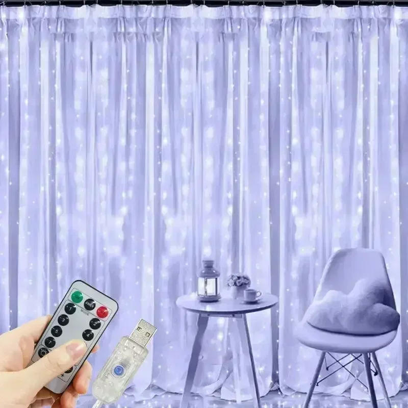 Description Picture 6 of item6/3M LED Curtain String Light USB Powered Wedding Fairy Lights Garland For Christmas New Year Garden Party Camping Terrace Decor