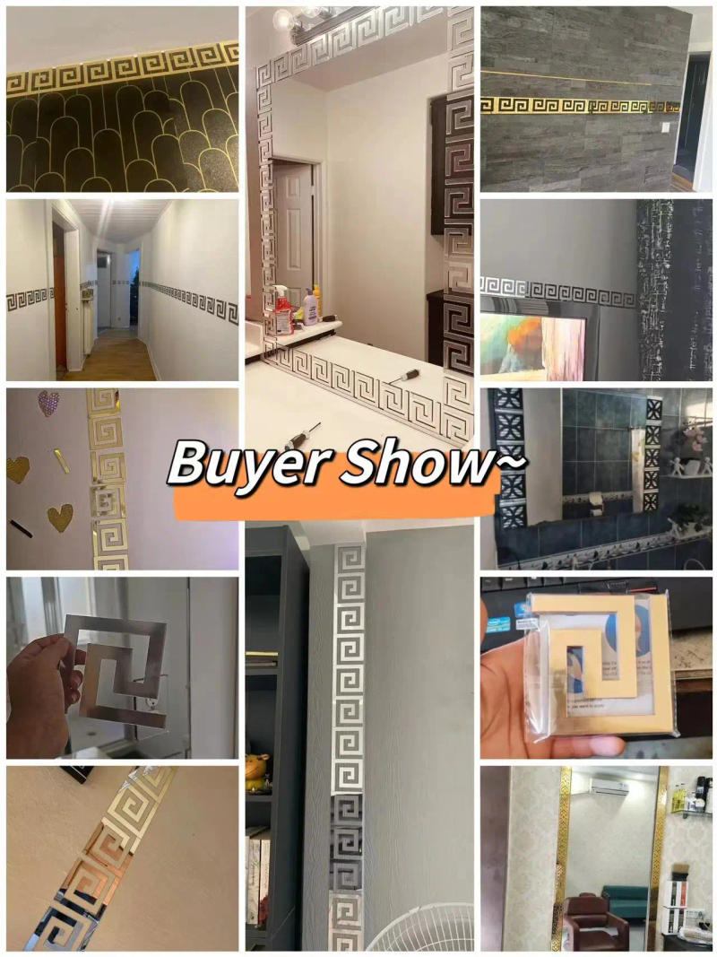 Description Picture 5 of item5/10cm Acrylic Wall Mirror Sticker with Adhesive for Living Room Bedroom Edge Strip Corner Line Building Border Home Decor