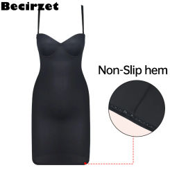 Sheath Flat Belly Woman Sexy Dress Slimming Body Female Shapewear Dresses Underwire Cup Black  Upgraded Non-slip Hem