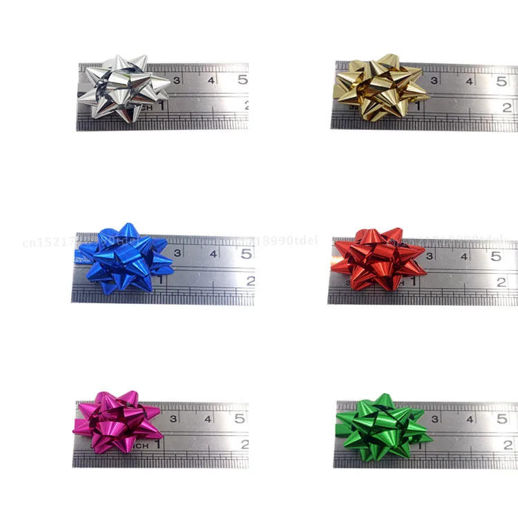 Description Picture 3 of item50pcs/2.5cm Mini Colorful 3D Star Flower Decorations  DIY Self-adhesive Ribbon Bows Paper Gift Wrapping for Christmas Wedding