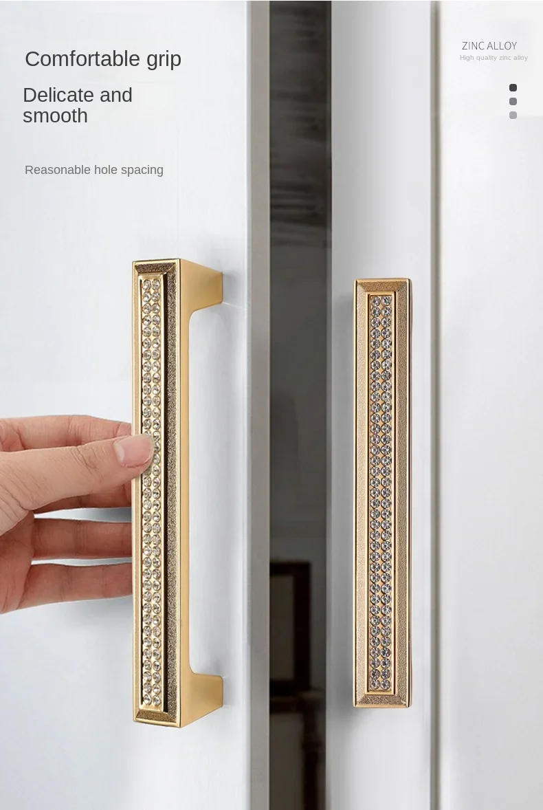 Description Picture 4 of itemGolden Handle Crystal Drawer Glass Cabinet Kitchen Decorative Hardware Hollowed Out Pull Furniture Knob Fittings Accessories