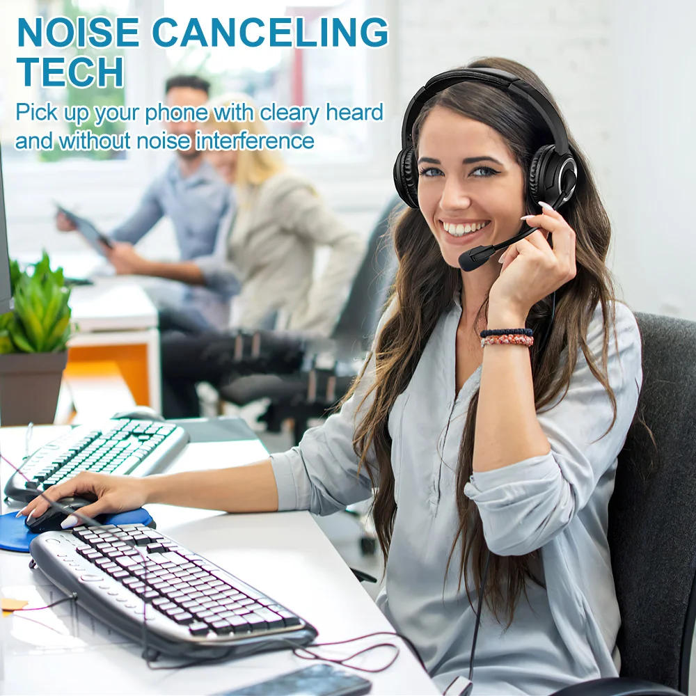 Description Picture 4 of itemWired USB Headset Call Center Headphones with Microphone Noise Cancelling Over Gaming Over-Ear Headsets for Computer PC Laptop