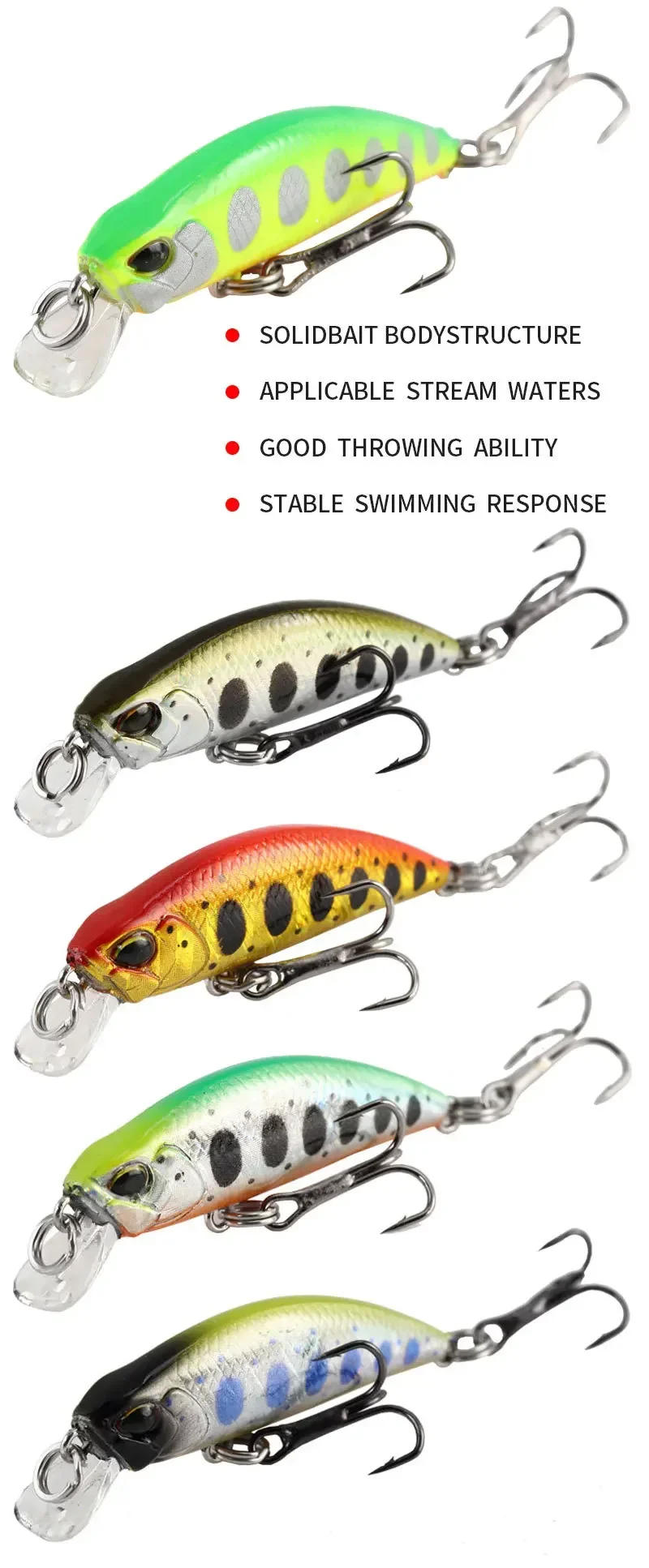 Description Picture 5 of itemJapan Sinking Mini Minnow Fishing Lure 38mm 3.2g Trout Lures Fishing Wobblers River Crankbait Artificial Fish Bait Pesca Tackle