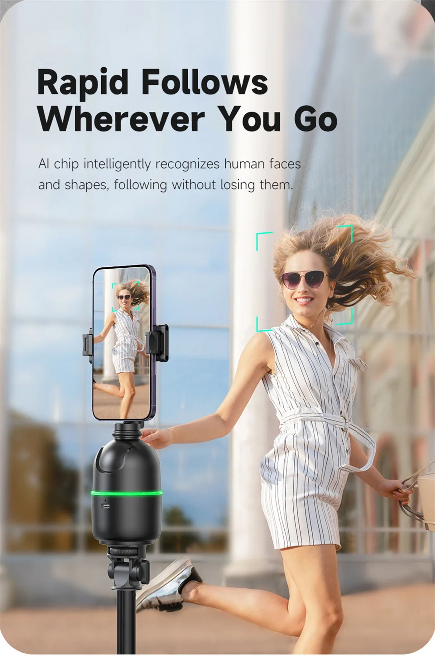 Description Picture 3 of itemDesktop intelligent 360 ° automatic face tracking gimbal with dual light rotation stabilizer suitable for smartphone video Vlog
