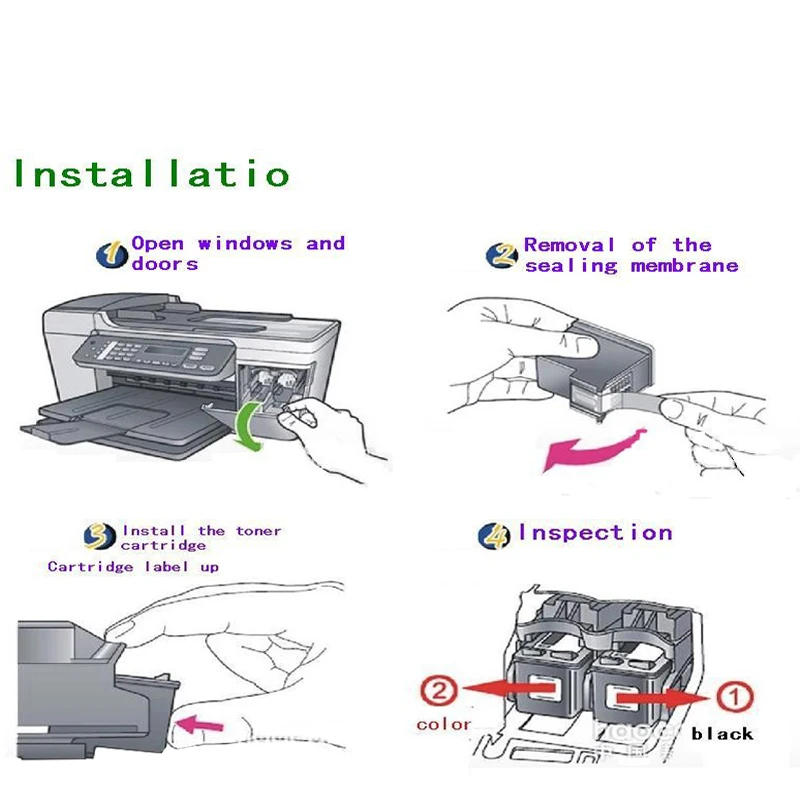 Description Picture 4 of item1 Set Compatible HP 56 Black + HP 57 Colour Refilled Ink Cartridges for Deskjet 5145, 5150, 5151, 5550, 9650, 9670, 9680