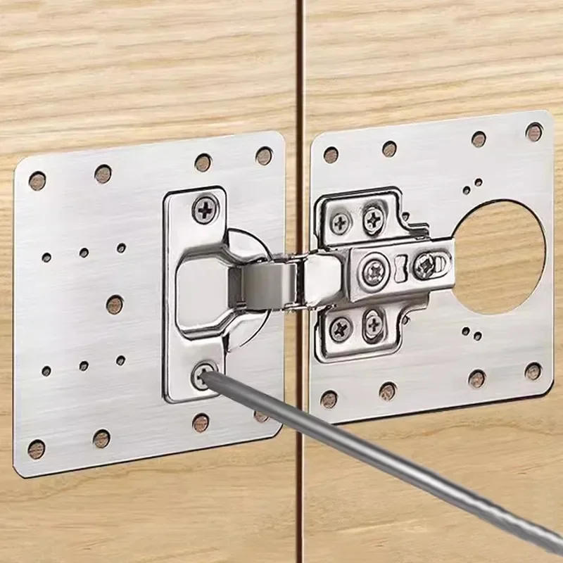 Description Picture 2 of itemStainless Steel Hinge Repair Plate with Screw Kitchen Cabinet Door Hinge Mounting Connection Plate Furniture Flat Fixing Bracket