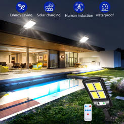COB Solar Light With Remote Outdoor With 3 Mode Waterproof Motion Sensor Security Lighting LED Wall Street Lamp  for Garden