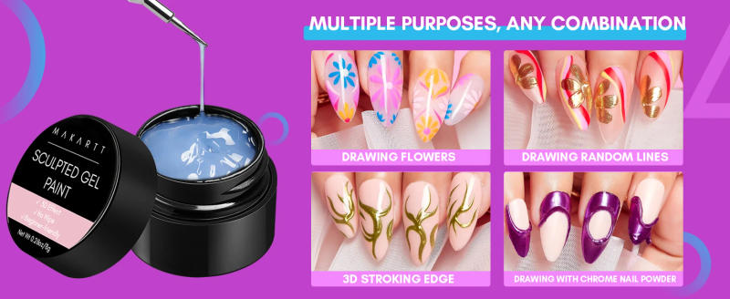 Description Picture 3 of item3D Clear Sculpture Painting Nail Gel For Nails Art Chrome Nail Powder Micro Makartt Sculpting Gel No Wipe UV Gel Polish Carving