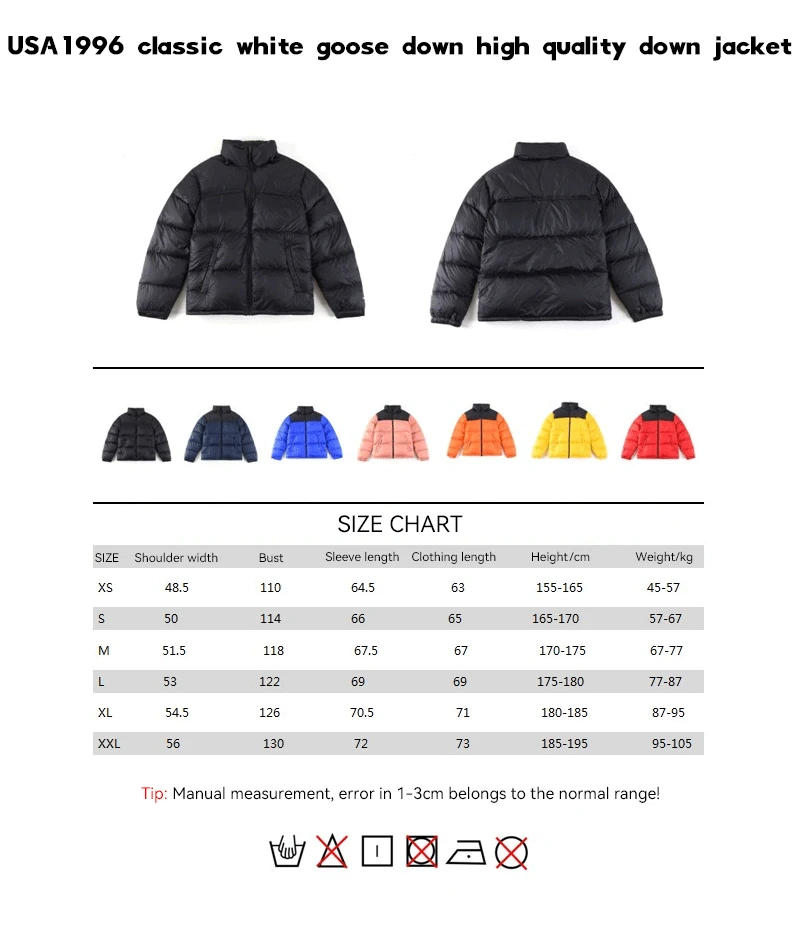 Description Picture 2 of itemFace 1996 Classic and Famous Design Men's High Quality Down Coat Winter Thick Warm Coat Jacket White Goose Down Women Embroidery