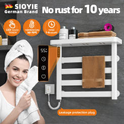 SIOYIE Heated towel rack Electric towel rack with Timer Towel warmers with storage rack for bathrooms Wall-Mounted Grey G50