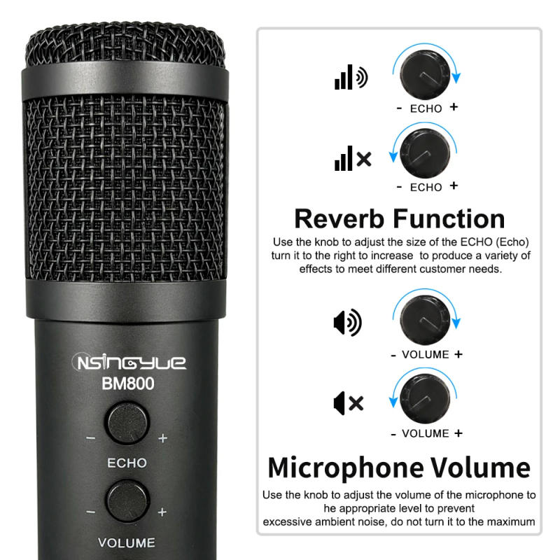 Description Picture 5 of itemUSB Microphone for Computer Gaming,Condense Mic with Echo and Monitoring,for PC Laptop Studio Recording Streaming,Plug and Play